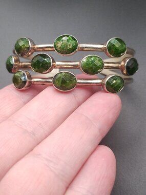 Jay King Sterling Silver Green Chrome Diopside Multi Stone Cuff Bracelet 6.5"